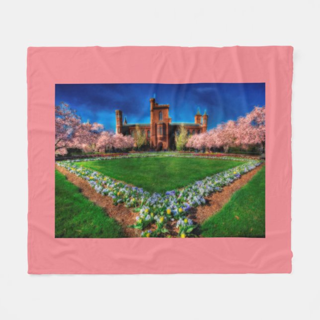 Smithsonic Castle Garden Cherry Blommars Fleecefilt (Framsidan (Horisontell))