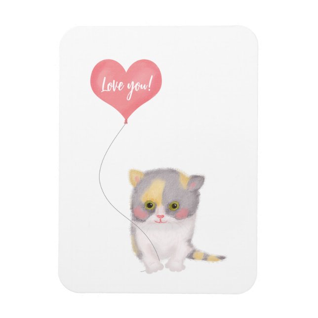 Smitten Kitten "Kärlek you" Valentines Day-magnet Magnet (Vertikal)