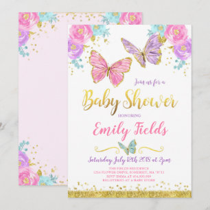 Smittfluga, babystölder, inbjudan Flickor Shower