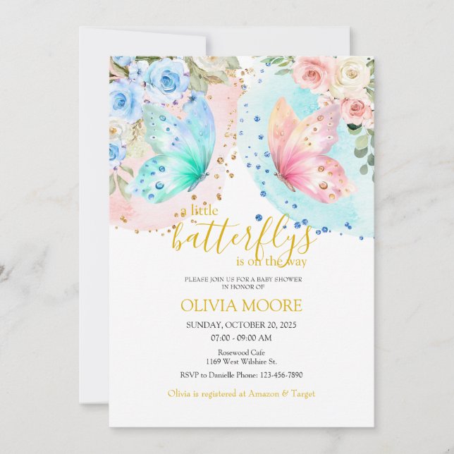 Smittfluga twillingar - inbjudan till babydusch (Framsida)