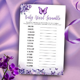 Smittflugan Lila Ord Scramble Baby Shower-spel