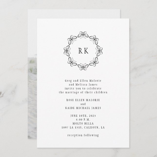 Smittflugor runt bröllopsinbjudan inbjudningar (Fram/baksida)