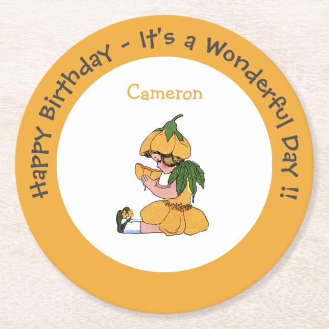 Smittkoppssamlingar för barn, vimiskt blomma i Par Underlägg Papper Rund (Framsidan)