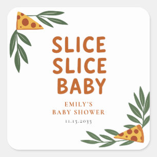 Smittsegment Baby Pizza Baby Shower Fyrkantigt Klistermärke