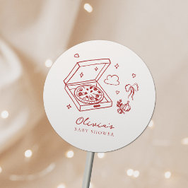 Smittsegment Baby Pizza Baby Shower Runt Klistermärke