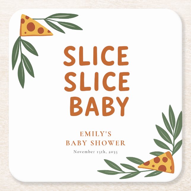 Smittsegment Baby Pizza Baby Shower Underlägg Papper Kvadrat (Framsidan)