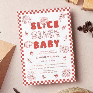 Smittsegment Baby Pizza Hand plockade Baby Shower Inbjudningar