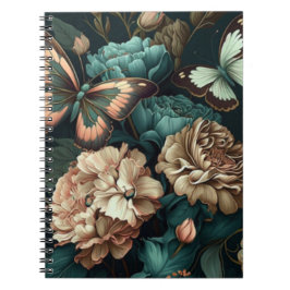 Smöbler och blommor mörkens klassiska utformning anteckningsbok