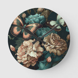 Smöbler och blommor mörkens klassiska utformning rund klocka