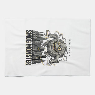 Smog Monster Tröja Vintage Gravyr Ekologisk Varnin Kökshandduk