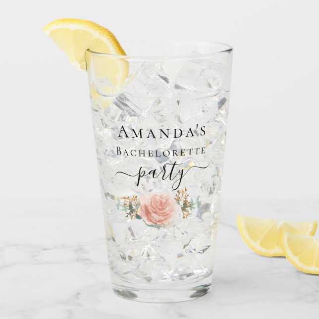 Smöjpartaj rose gold blommig eukalyptusfest glaskopp (Framsida Ice)