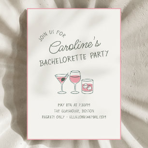 Smöjsbröllopsfest Cocktail Rosa Illustration Söt Inbjudningar
