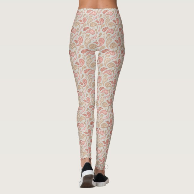 Smoke-Brown Paisley Mönster Leggings (Baksida)