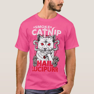 Smoke Catnip Hail Lucipurr L Satanic Occult Cat T Shirt