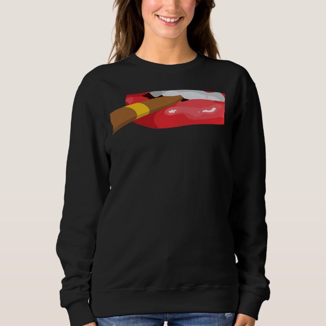 Smoke Cuban Cigar Lit Lips Smoking Graphic T Shirt (Framsida)