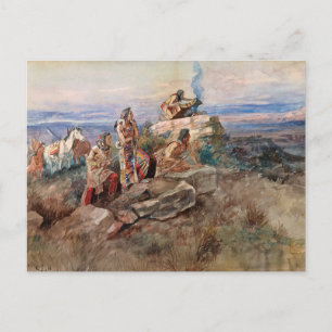 Smoke Signal, 1896 av Charles Marion Russell Vykort