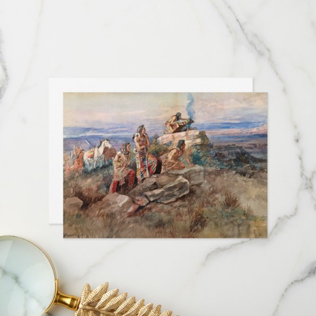 Smoke Signal av Charles Marion Russell Tack Kort (Fram/Back In Situ)