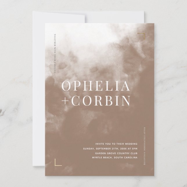 Smokey Brown Minimum Bröllop Inbjudningar (Framsida)