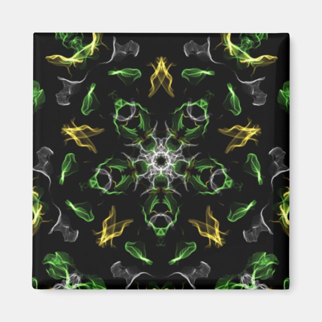Smokey Grönt Mandala Digital Teckning Magnet (Framsidan)