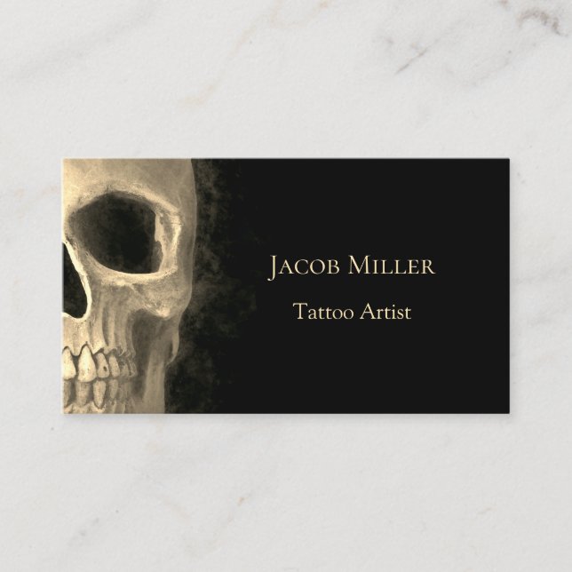 Smokey Halvskullig Gothic Black Beige Tatto Shop Visitkort (Framsida)
