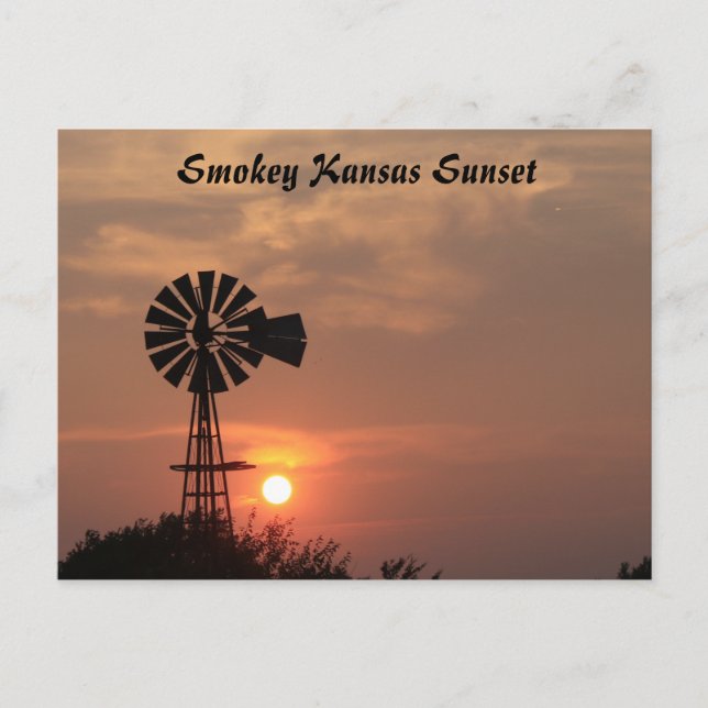 Smokey Kansas Sunset Vykort (Framsida)