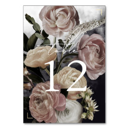 Smokey Mörk Black Bukett med rosor Bröllop Bordsnummer