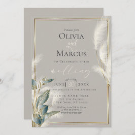 Smokey Teal Anthurium och Feathery Pampas Grass Inbjudningar
