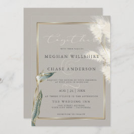 Smokey Teal Anthurium Pampas Grass Inbjudningar