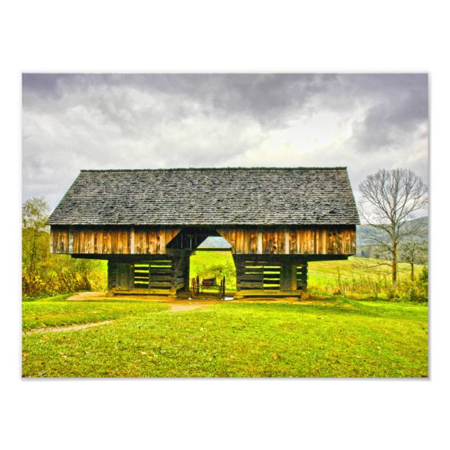 Smokies Cades Cove Cantilever Barn Tipton Ställe Fototryck (Framsidan)