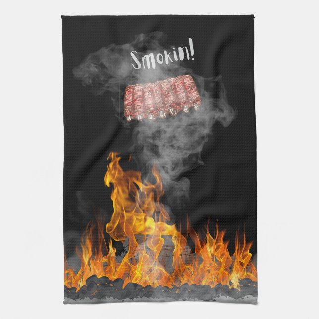 Smokin BBQ Ribs Kitchen Towel Kökshandduk (Vertikal)