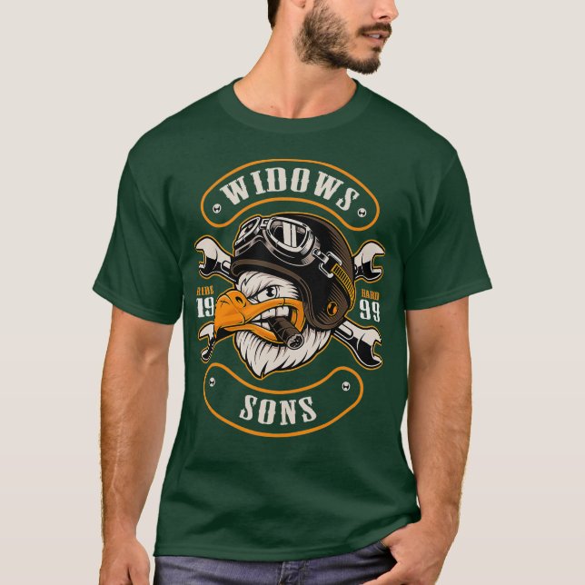 Smokin Eagle Widows Sons Masonic T Shirt (Framsida)
