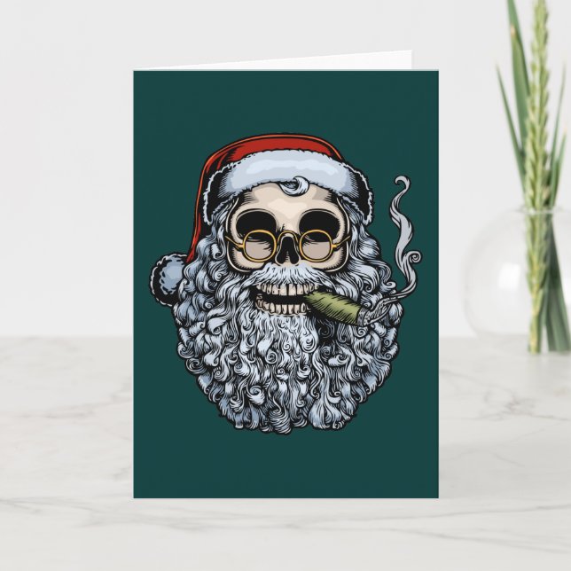 Smokin Santa skalle Helgkort (Framsida)