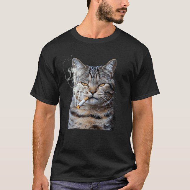 Smoking Cat Cigarette Kitty Meme Generation Z Anim T Shirt (Framsida)
