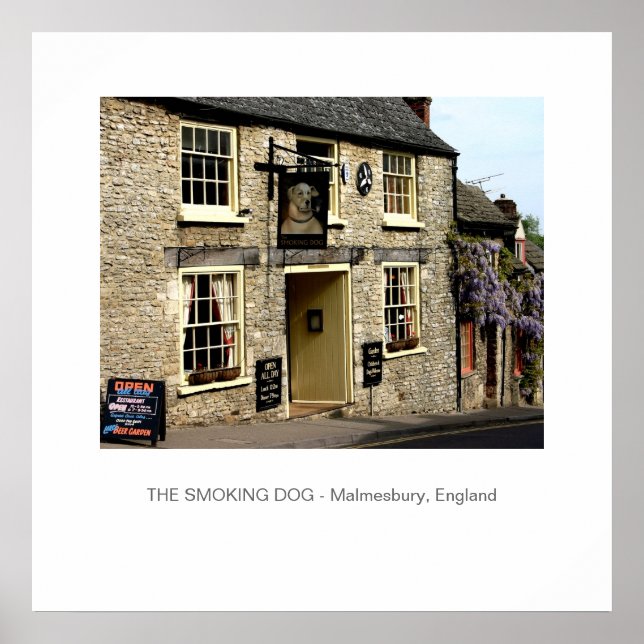 Smoking Hund Pub Malmesbury, England Poster (Framsidan)