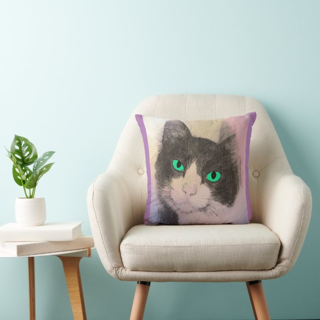 SMOKING KATT BLÅ ÖGON KASTKUDDAR KUDDE (Stol)