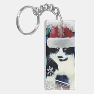 Smoking Santa Katt Jul Nyckelring