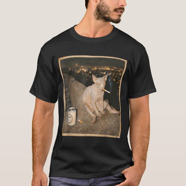 Smoking Sphynx Cat Meme Funny T Shirt (Framsida)