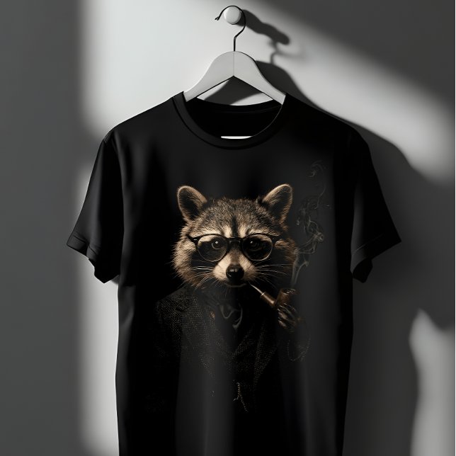 Smoking Trash Panda Raccoon with Pipe & Glasses T Shirt (Skapare uppladdad)