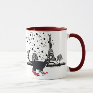 Smokingkatt i den Paris muggen Mugg