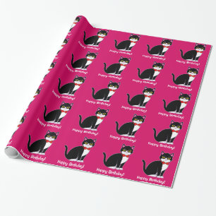 Smokingkatt i fluga: Grattis på födelsedagen! Presentpapper