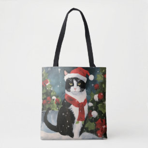 Smokingkatt i snö jul tygkasse