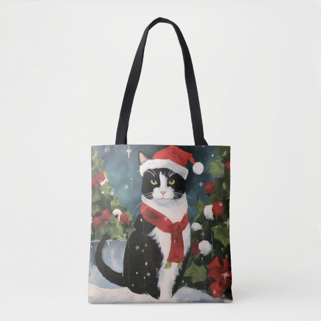 Smokingkatt i snö jul tygkasse (Framsida)