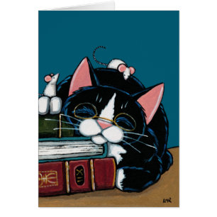 Smokingkatt & illustration för berättelse för hälsningskort