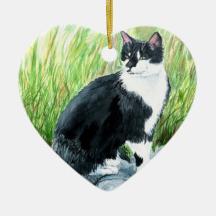 Smokingkatt Julgransprydnad Keramik