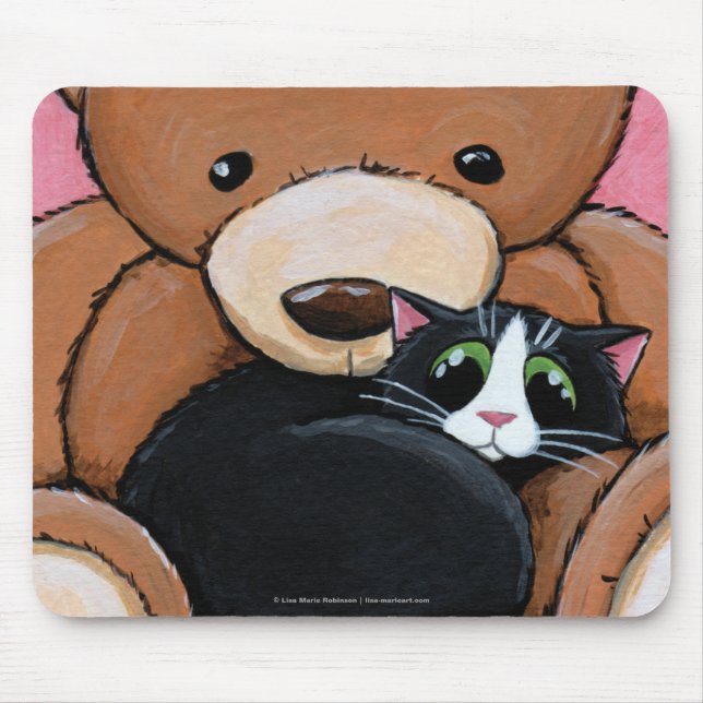 Smokingkatt och stor kattkonst Mousepad för nalle Musmatta (Framsidan)
