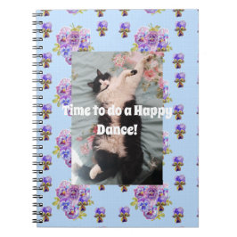 Smokingkatt Rollig Söt Blommig Glad Dans Antecknin Anteckningsbok