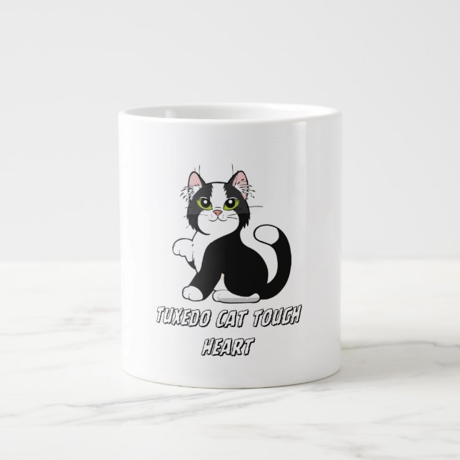 "Smokingkatt tuff hjärta söt kattunge mugg" Jumbo Mugg (Framsidan)