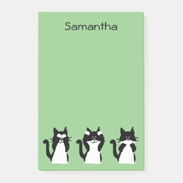 Smokingkatter | Tre Visa Kattungar Ljusgrön Post-it Block