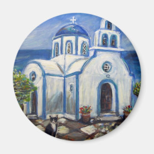 Smokingkattkyrka på grekisk ömålning magnet
