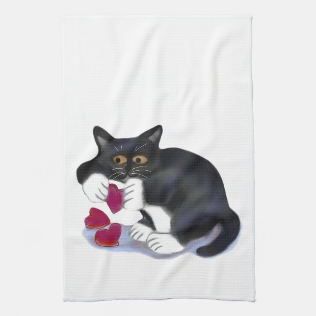 Smokingkattungen har för hjärtacatnipen för tre kökshandduk (Vertikal)